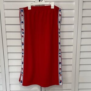 STARTER - Athletic midi Red Skirt with Patterned Trim